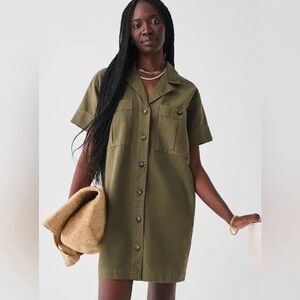 Faherty Palos Verdes shirt dress in military olive green